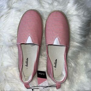 Chatties Canvas Slip-On Shoes Red White Stripes size Large